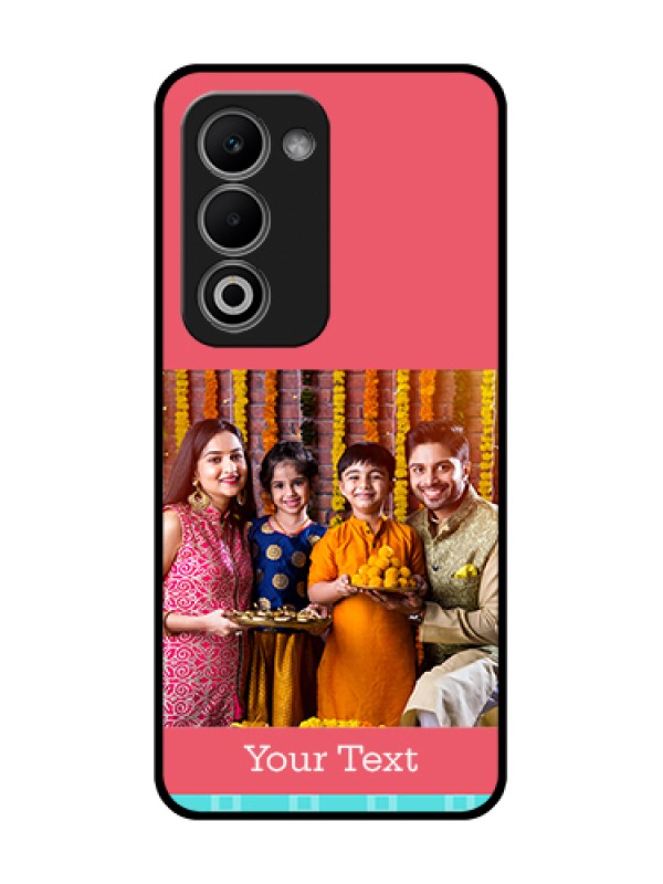 Custom Oppo K13X 5G Custom Metal Phone Case - Peach & Blue Color Design