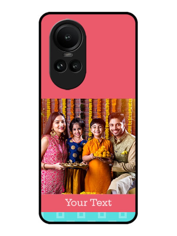 Custom Oppo Reno 10 5G Custom Metal Phone CasePeach and Blue Color Design