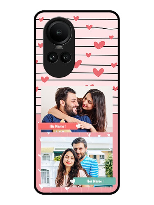 Custom Oppo Reno 10 5G Custom Metal Phone CasePhoto With Heart Design