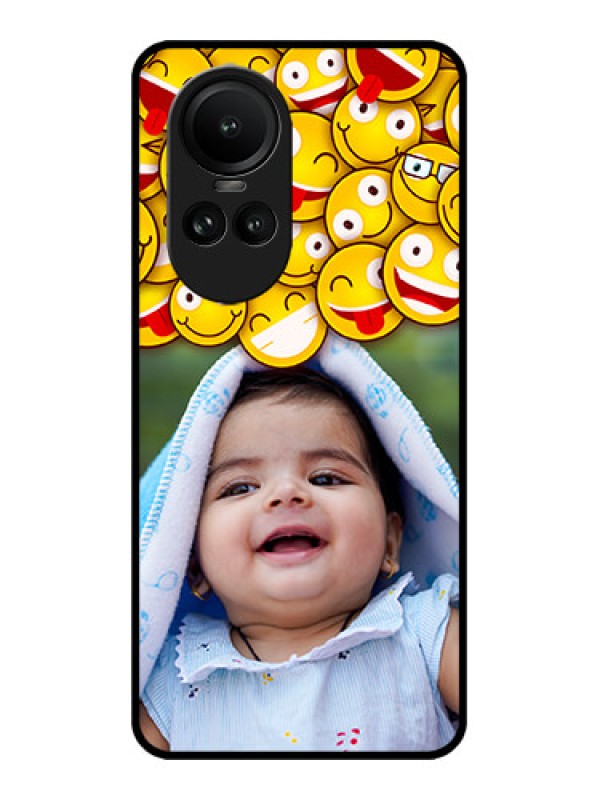 Custom Oppo Reno 10 5G Custom Metal Phone CaseWith Smiley Emoji Design