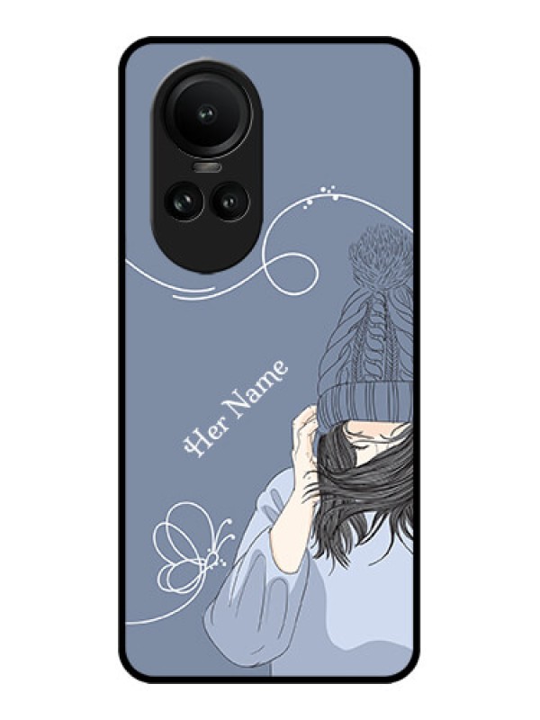 Custom Oppo Reno 10 5G Custom Metal Phone CaseGirl In Winter Outfit Design