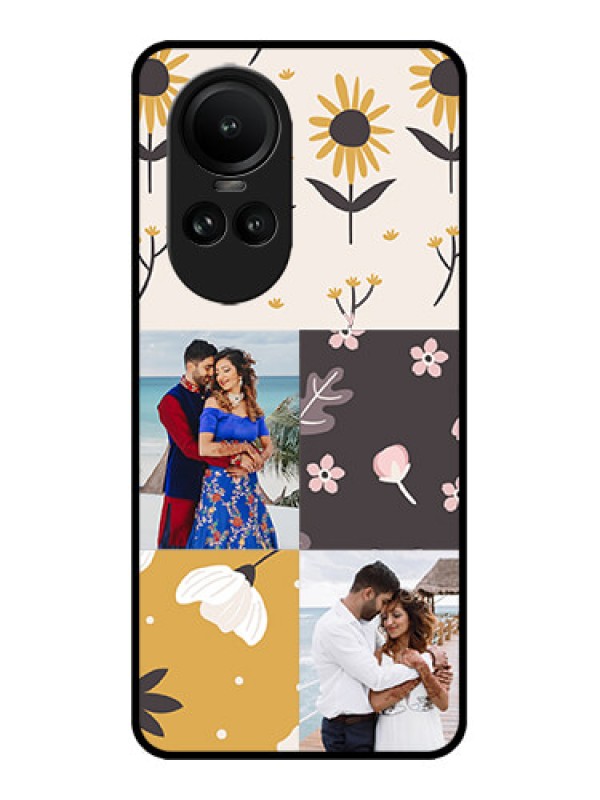 Custom Oppo Reno 10 Pro 5G Custom Metal Phone Case - 3 Images With Floral Design