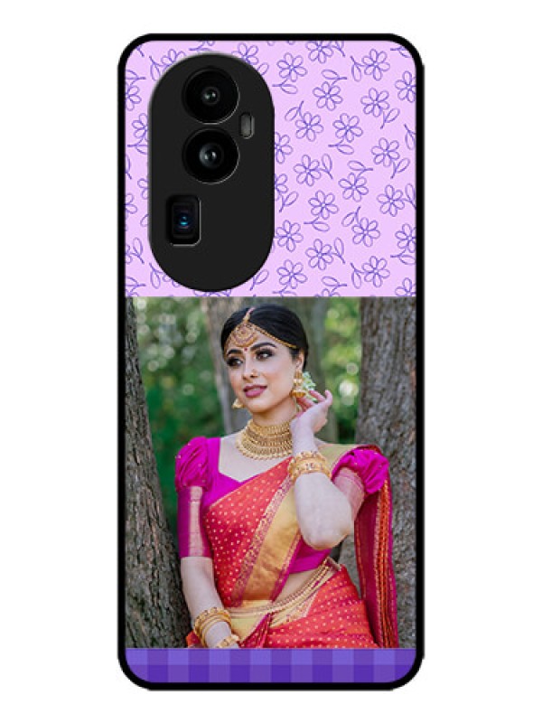 Custom Oppo Reno 10 Pro Plus 5G Custom Metal Phone CasePurple Floral Design