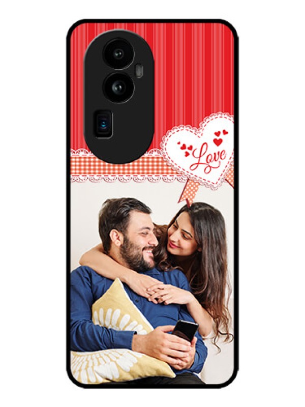 Custom Oppo Reno 10 Pro Plus 5G Custom Metal Phone CaseRed Love Pattern Design
