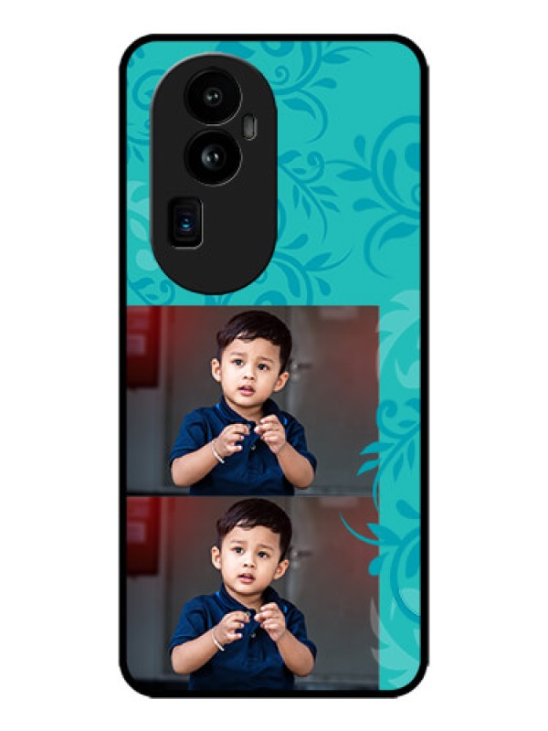 Custom Oppo Reno 10 Pro Plus 5G Custom Metal Phone CaseWith Photo And Green Floral Design