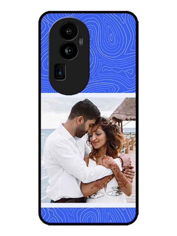 Custom Oppo Reno 10 Pro Plus 5G Custom Metal Phone CaseCurved Line Art With Blue And White Design