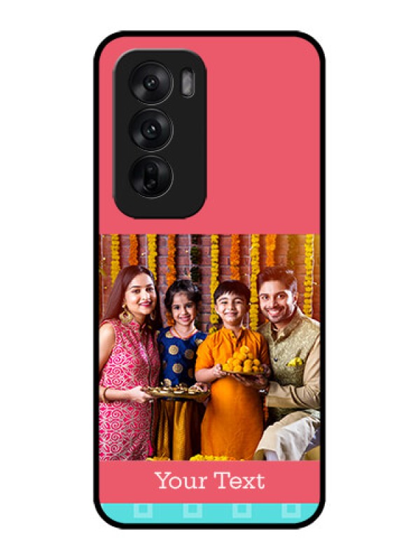 Custom Oppo Reno 12 5G Custom Metal Phone CasePeach and Blue Color Design