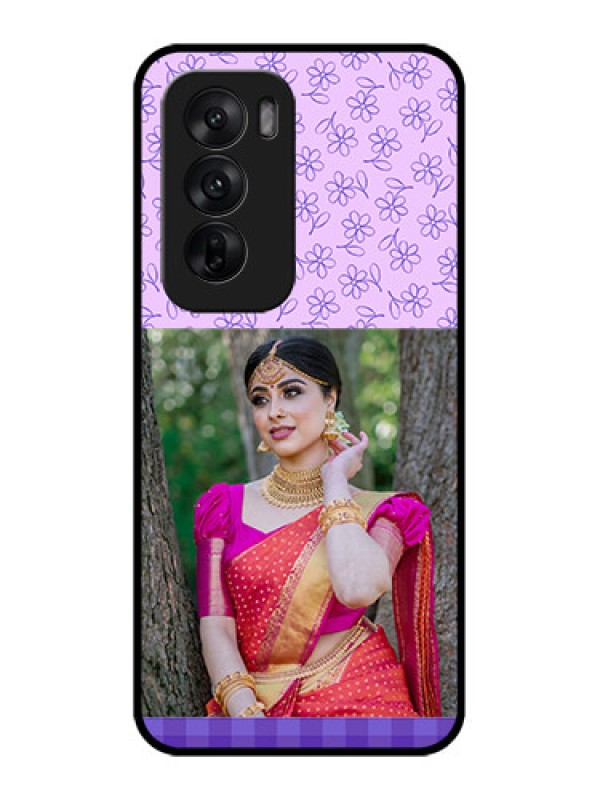 Custom Oppo Reno 12 5G Custom Metal Phone CasePurple Floral Design