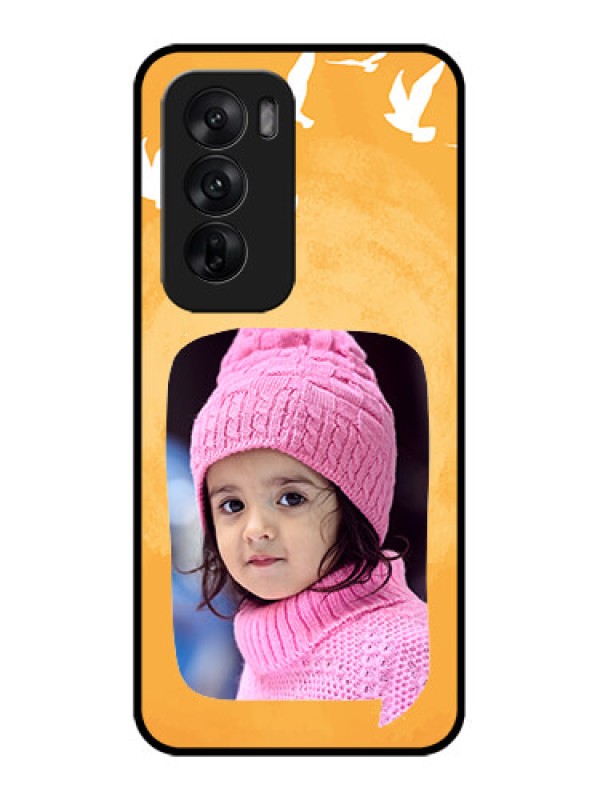 Custom Oppo Reno 12 5G Custom Metal Phone CaseWater Color Design With Bird Icons