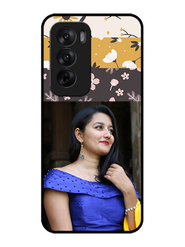 Custom Oppo Reno 12 5G Custom Metal Phone CaseStylish Floral Design