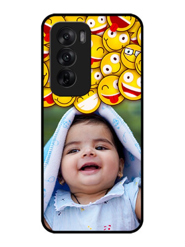 Custom Oppo Reno 12 5G Custom Metal Phone CaseWith Smiley Emoji Design