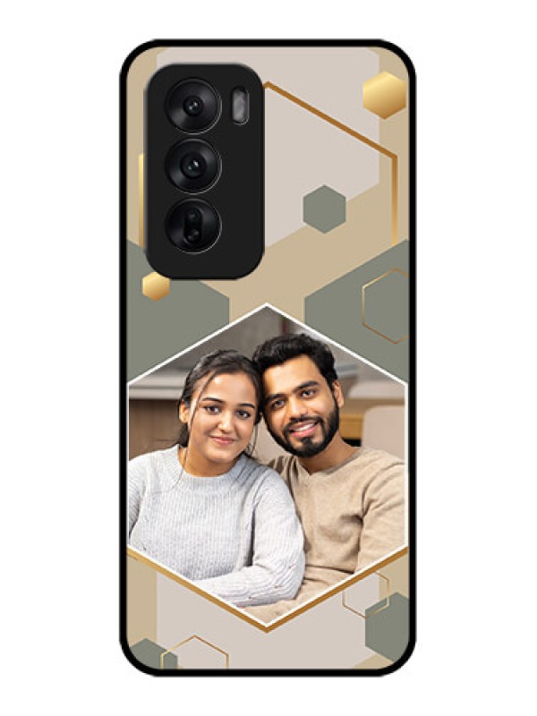 Custom Oppo Reno 12 5G Custom Metal Phone CaseStylish Hexagon Pattern Design