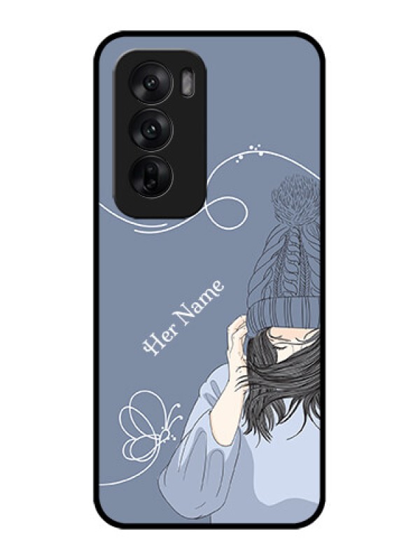 Custom Oppo Reno 12 5G Custom Metal Phone CaseGirl In Winter Outfit Design