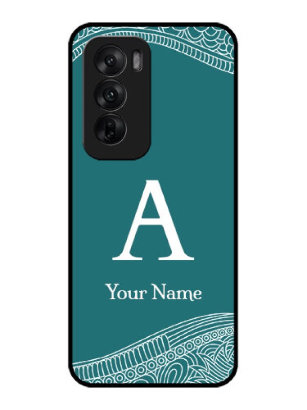 Custom Oppo Reno 12 5G Custom Metal Phone CaseLine Art Pattern With Custom Name Design