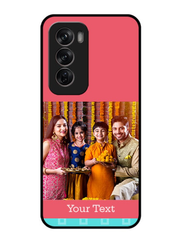 Custom Oppo Reno 12 Pro 5G Custom Metal Phone CasePeach and Blue Color Design