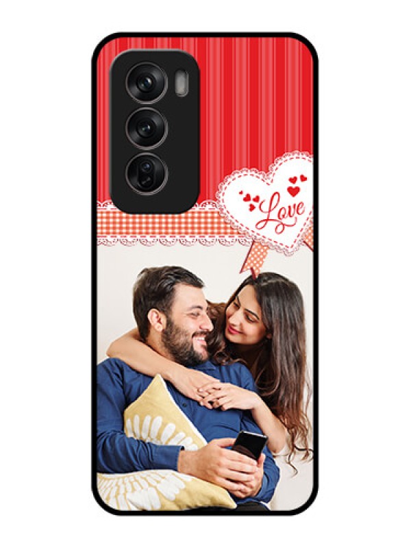 Custom Oppo Reno 12 Pro 5G Custom Metal Phone CaseRed Love Pattern Design