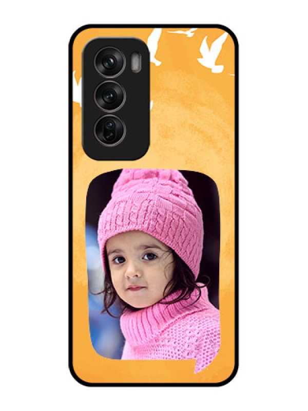 Custom Oppo Reno 12 Pro 5G Custom Metal Phone CaseWater Color Design With Bird Icons