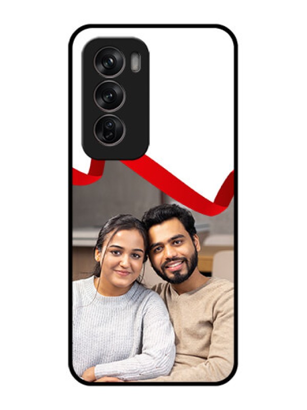 Custom Oppo Reno 12 Pro 5G Custom Metal Phone CaseRed Ribbon Frame Design