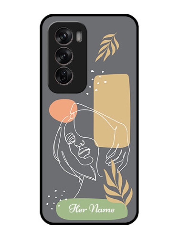 Custom Oppo Reno 12 Pro 5G Custom Metal Phone CaseGazing Woman Line Art Design