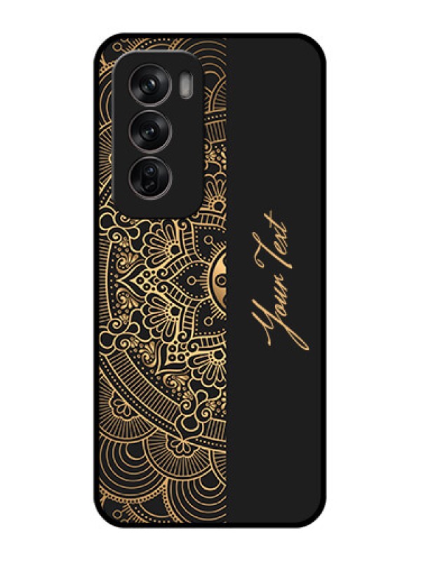 Custom Oppo Reno 12 Pro 5G Custom Metal Phone CaseMandala Art With Custom Text Design