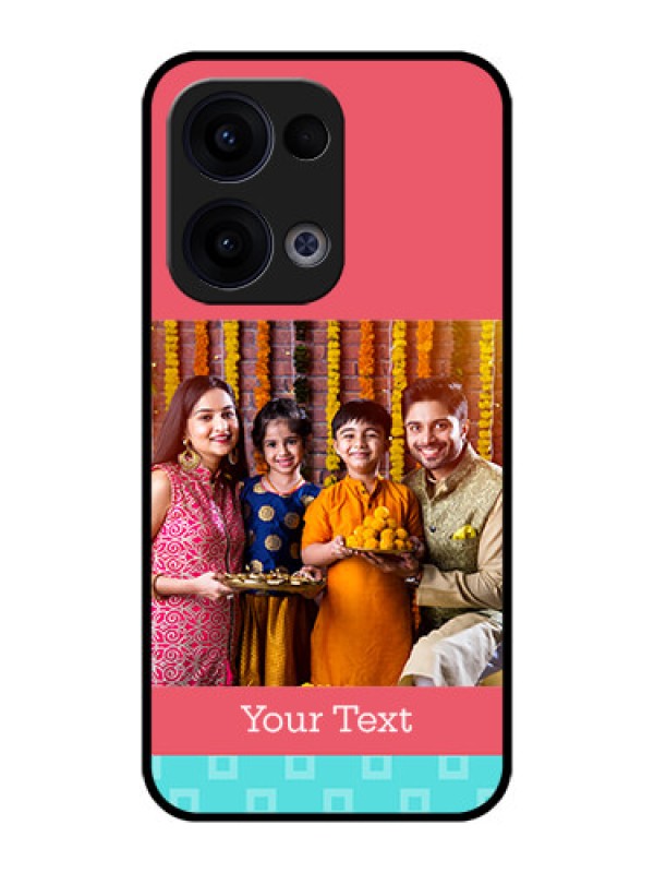 Custom Reno 13 5G Custom Metal Phone CasePeach and Blue Color Design