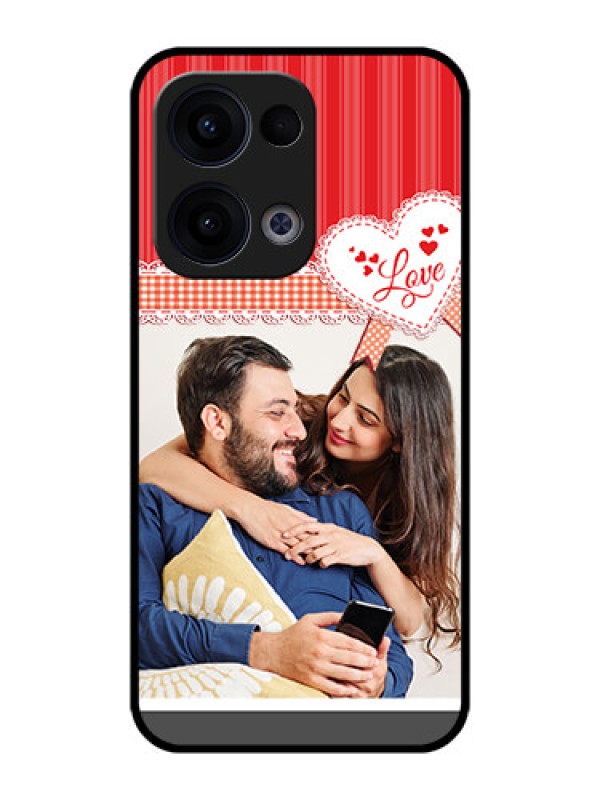 Custom Reno 13 5G Custom Metal Phone CaseRed Love Pattern Design