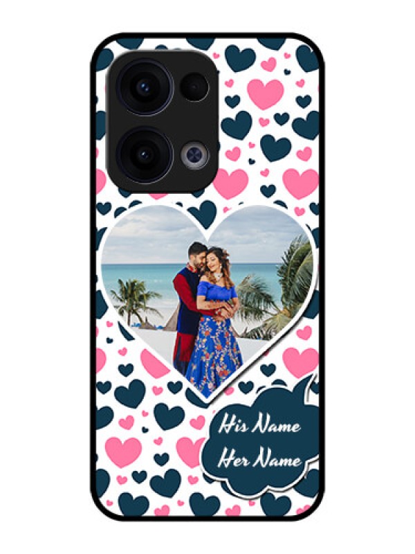 Custom Reno 13 5G Custom Metal Phone CasePink and Blue Heart Design