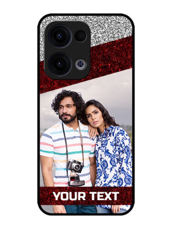 Custom Reno 13 5G Custom Metal Phone CaseImage Holder With Glitter Strip Design