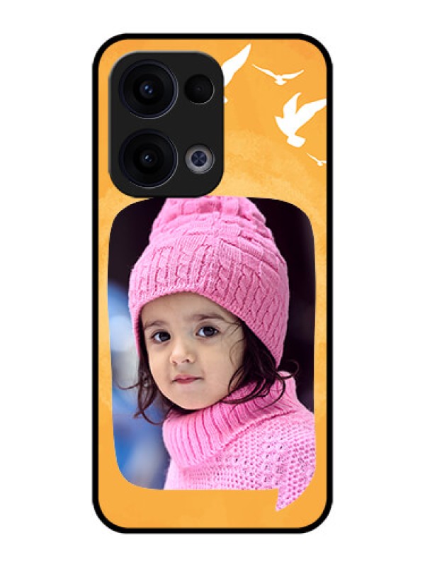 Custom Reno 13 5G Custom Metal Phone CaseWater Color Design With Bird Icons