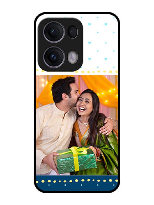 Custom Reno 13 Pro 5G Custom Metal Phone CaseWhite And Blue Abstract Design