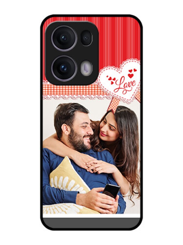 Custom Reno 13 Pro 5G Custom Metal Phone CaseRed Love Pattern Design