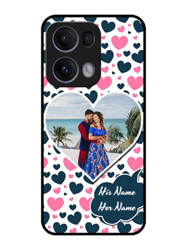 Custom Reno 13 Pro 5G Custom Metal Phone CasePink and Blue Heart Design
