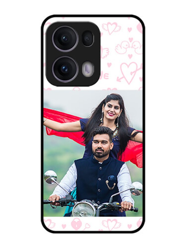 Custom Reno 13 Pro 5G Custom Metal Phone CasePink Flying Heart Design