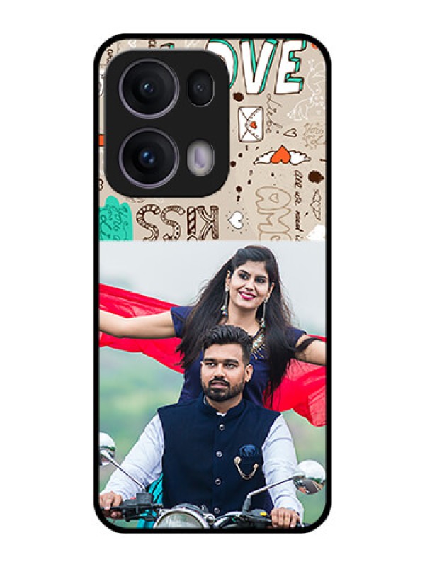 Custom Reno 13 Pro 5G Custom Metal Phone CaseLove Doodle Pattern