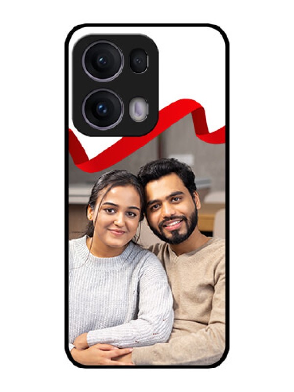 Custom Reno 13 Pro 5G Custom Metal Phone CaseRed Ribbon Frame Design