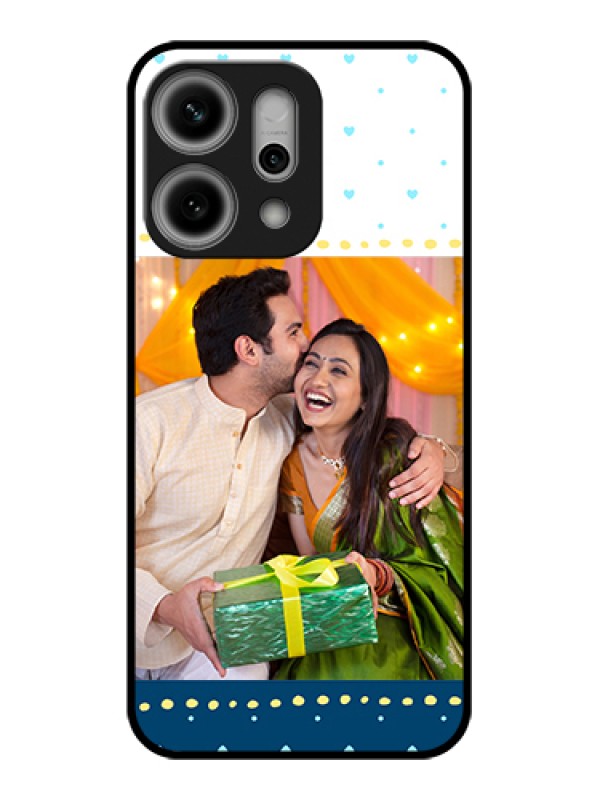 Custom Oppo Reno 14 Pro 5G Custom Metal Phone Case - White And Blue Abstract Design