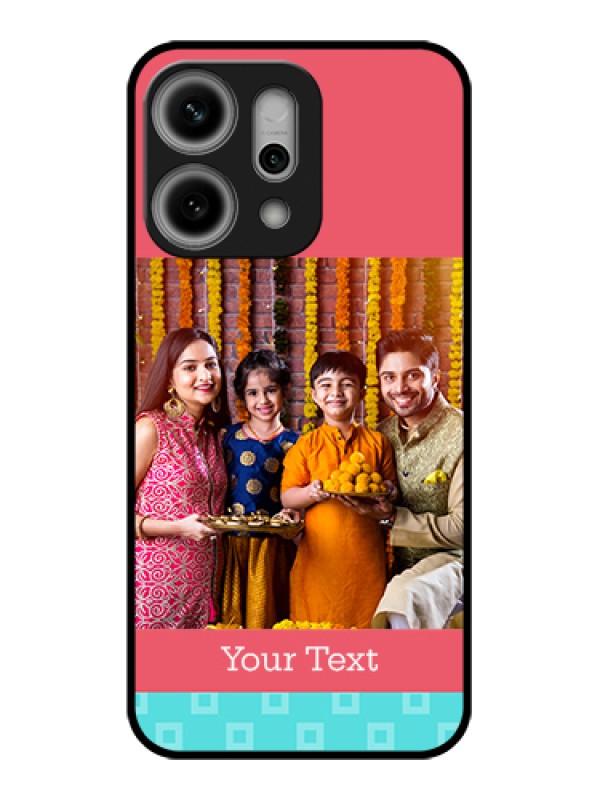 Custom Oppo Reno 14 Pro 5G Custom Metal Phone Case - Peach & Blue Color Design