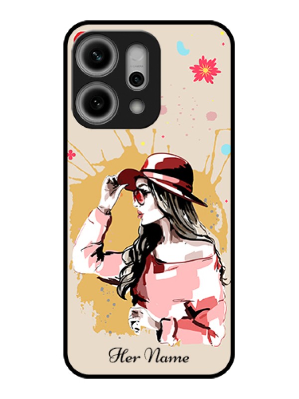 Custom Oppo Reno 14 Pro 5G Custom Metal Phone Case - Women With Pink Hat Design