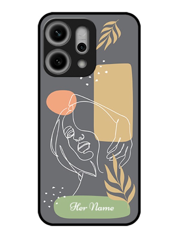 Custom Oppo Reno 14 Pro 5G Custom Metal Phone Case - Gazing Woman Line Art Design