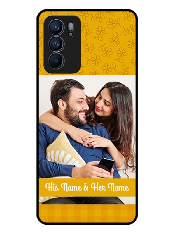 Custom Oppo Reno 6 5G Custom Metal Phone CaseYellow Floral Design