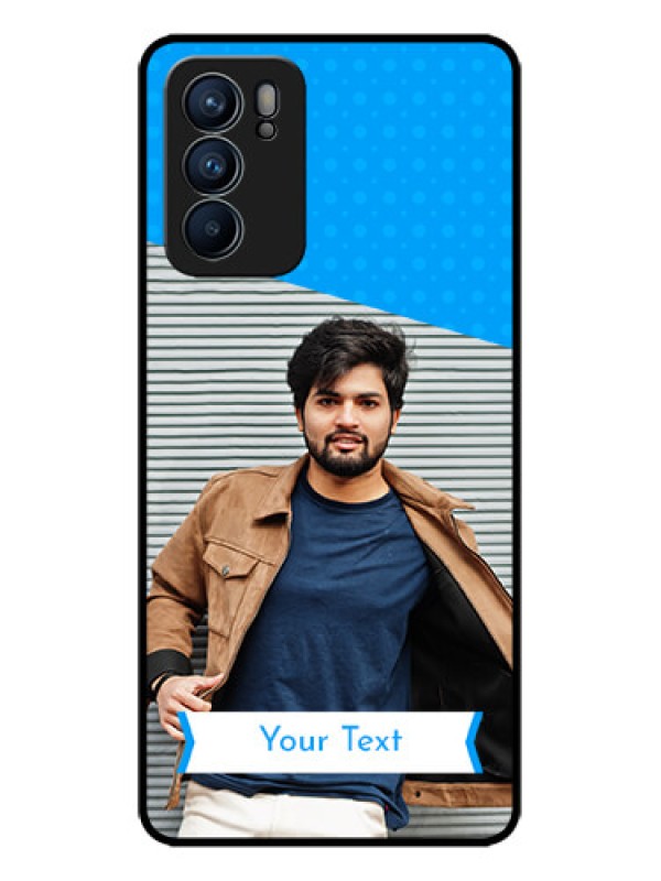 Custom Oppo Reno 6 5G Custom Metal Phone CaseSimple Blue Color Design