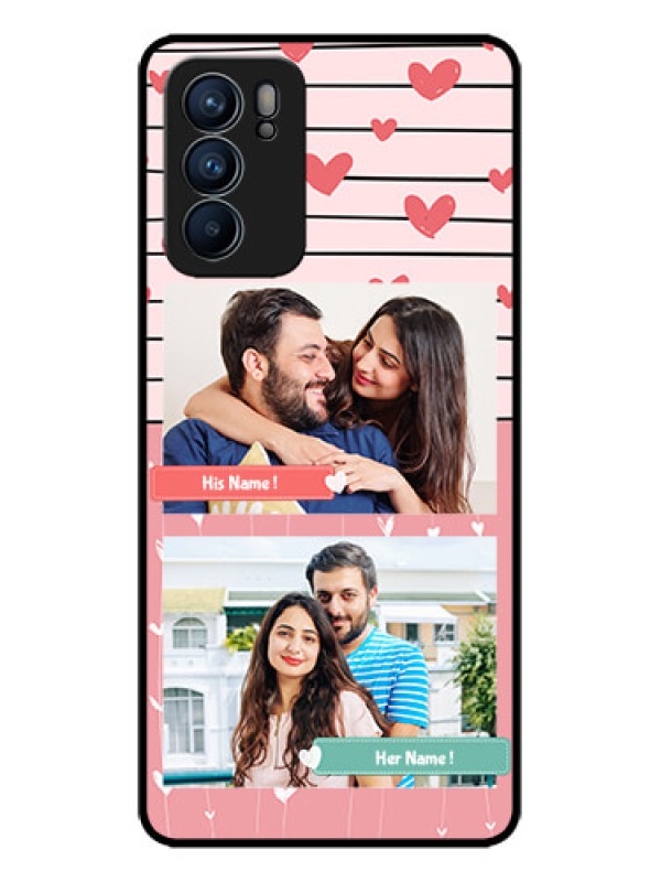 Custom Oppo Reno 6 5G Custom Metal Phone CasePhoto With Heart Design