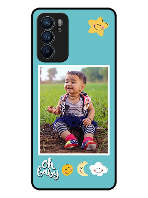 Custom Oppo Reno 6 5G Custom Metal Phone CaseSmiley Kids Stars Design