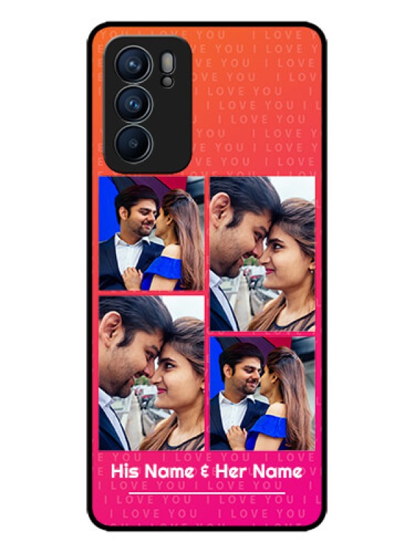 Custom Oppo Reno 6 5G Custom Metal Phone CaseI Love You Pink Design