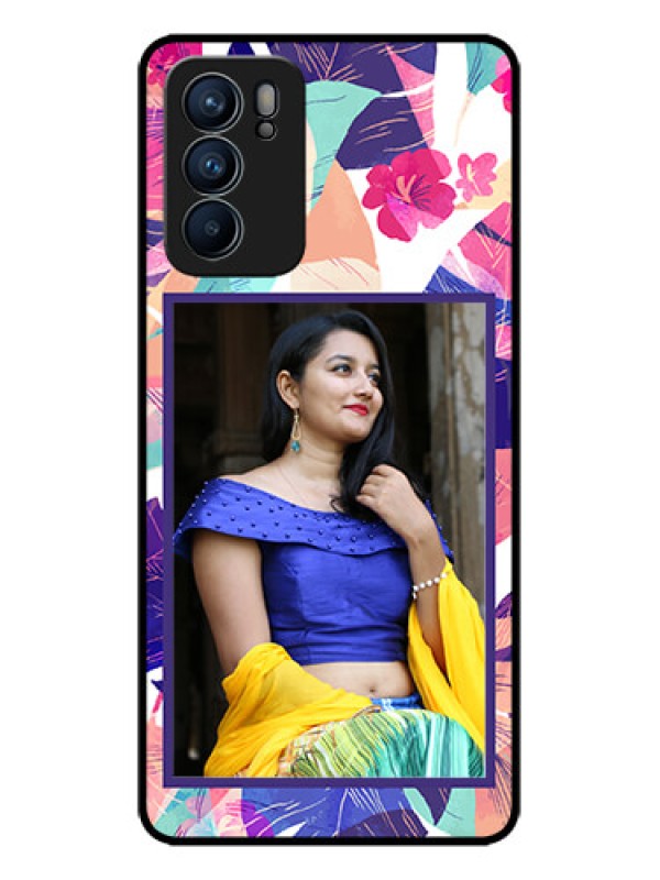 Custom Oppo Reno 6 5G Custom Metal Phone CaseAbstract Floral Design