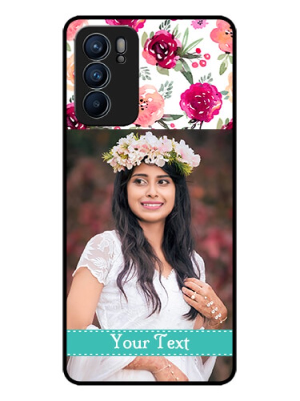 Custom Oppo Reno 6 5G Custom Metal Phone CaseWater Colors Floral Design