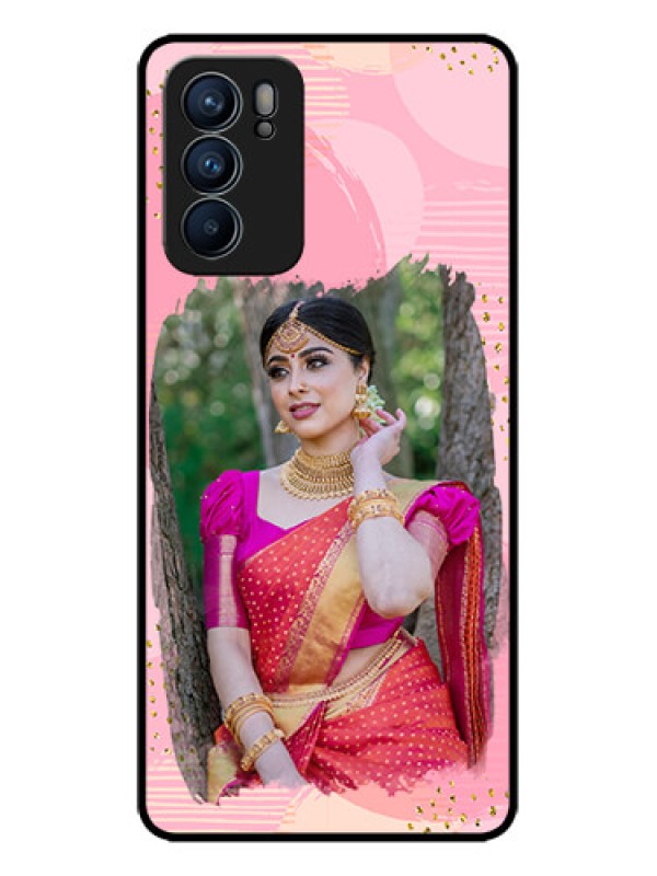 Custom Oppo Reno 6 5G Custom Metal Phone CaseGold Glitter Splash Design