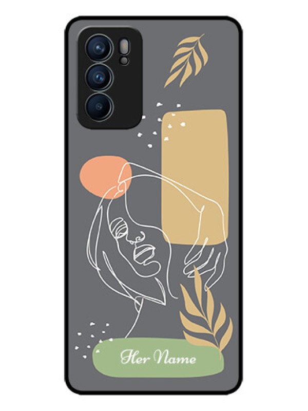 Custom Oppo Reno 6 5G Custom Metal Phone CaseGazing Woman Line Art Design
