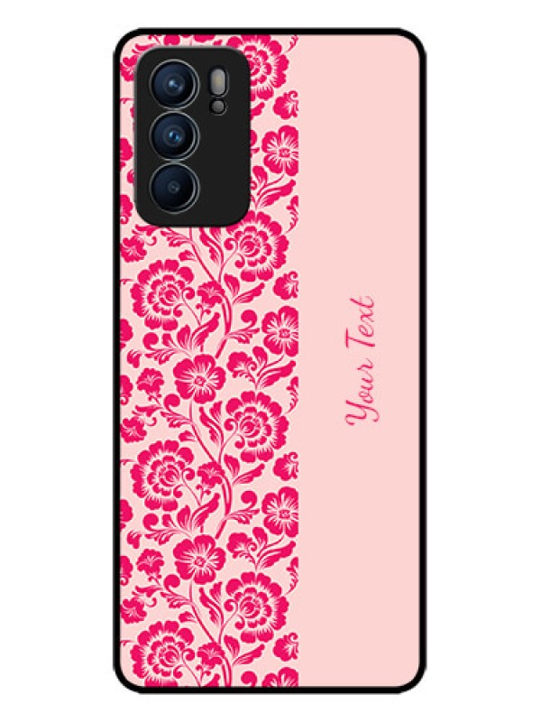 Custom Oppo Reno 6 5G Custom Metal Phone CaseAttractive Floral Pattern Design