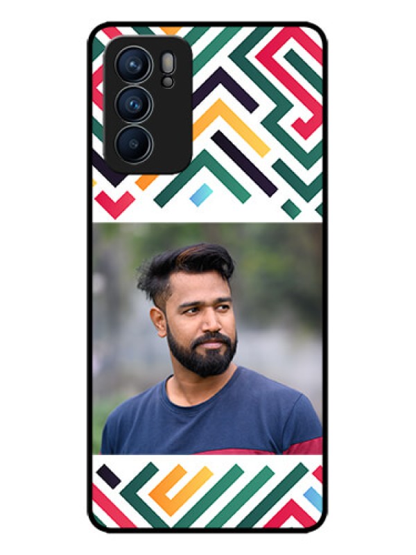 Custom Oppo Reno 6 5G Custom Metal Phone CaseColorful Maze Pattern Design